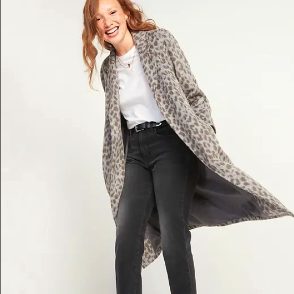 SOFT-BRUSHED WOMENS LEOPARD PRINTED COAT